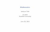 Jaehyun Park CS 97SI Stanford University June 29, 2015 · 2015-06-29 · Algebra Number Theory Combinatorics Geometry Geometry 22. Geometry In theory: not that hard In programming