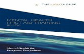 MENTAL HEALTH FIRST AID TRAINING - LightHouse · EVIDENCE SUPPORTING MHFA WHAT TO EXPECT FROM THE MHFA TRAINING MHFA TRAINING IS A 12-HOUR COURSE DELIVERED IN MULTIPLE SESSIONS. PARTICIPANTS