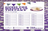For a £2 donation tell us how much our cake weighs. The person … · 2016-01-20 · Poster_GuessTheWeight.indd 1 14/04/2015 13:29 For a £2 donation tell us how much our cake weighs.