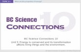 BC Science Connections 10 Unit 3: Energy is conserved and its … · 2019-03-14 · Energy Transformation, Energy Transfer, and Systems •When energy transformations occur, some
