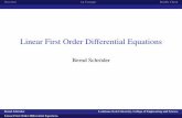 Linear First Order Differential Equations · 2008-11-06 · Recognizing linear ﬁrst order differential equations requires some pattern recognition. 3. To solve a linear ﬁrst order