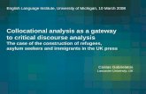 Collocational analysis as a gateway to critical discourse ... · to critical discourse analysis The case of the construction of refugees, asylum seekers and immigrants in the UK press