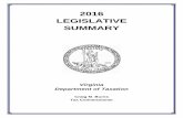 2016 LEGISLATIVE SUMMARY - Virginia Tax...2016 LEGISLATIVE SUMMARY – STATE TAXES ~ 7 ~ GENERAL PROVISIONS Sunset Dates for Income Tax Credits and Sales Tax Exemptions Section 3-5.14