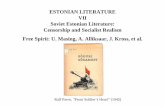 ESTONIAN LITERATURE 7kodu.ut.ee/~amerilai/ESTONIAN LITERATURE 7.pdf · •List of Data Banned in Media; total censorship reigned until 1959. •All publications were submitted to