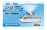 COOL MIST HUMIDIFIER - Tractor Supply Company · 2020-04-29 · cool distilled or FILTERED tap water. 4. Replace the tank cap by firmly turning clockwise. Water Refill 5. Set base