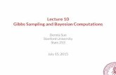 Lecture 10 Gibbs Sampling and Bayesian Computations · 2015-07-15 · GibbsSamplerfortheBivariateNormal Nowlet’strysomeabsurdinitialization: y1