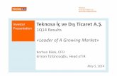 Investor Teknosa İç ve Dış Ticaret A.Ş. Presentation 1Q14 ... · 1Q13, revenues are up 11% YoY Growth in on-line sales & new store openings The spike in rent & A&P costs coupled