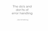 The do’s and don’ts of error handling · 2018-11-22 · Supervision trees From: Erlang Programming Cesarini & Thompson 2009 Note: nodes can be on different machine. Akka is “Erlang