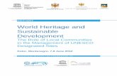 World Heritage and Sustainable Developmentwhc.unesco.org/uploads/events/documents/event-958-6.pdf · heritage? 2. Community involvement and heritage development The session explored