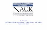 E SC 412 Nanotechnology: Materials, Infrastructure, …...E SC 412 Nanotechnology: Materials, Infrastructure, and Safety Wook Jun Nam
