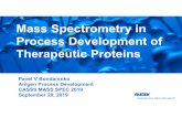 Mass Spectrometry in Process Development of Therapeutic ...CASSS MASS SPEC 2019 Bondarenko 22 LC‐MS/MS metabolomics studies of 30 different soy hydrolysate lots and correlation of
