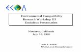 Environmental Compatibility Research Workshop III Emissions … · Global CO 2 Emitted per Year No Improvement Beyond 1997 Technology 25% Reduction Introduced in 2007 50% Reduction