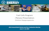 Fuel Cells Program - Energy.gov · 2015-06-15 · Fuel Cell Technologies Office | 4. Automotive fuel cell cost targets: $40 / kW by 2020 and $ 30 / kW ultimate. 0. 0.2. 0.4. 0.6.