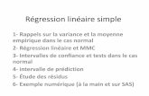 Régression linéaire simple - Anouar Benmalekanouarbenmalek.free.fr/maths/M2 regression et ancova... · 2012-10-18 · Régression linéaire simple 1- Rappels sur la variance et