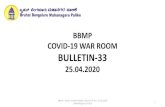 BBMP COVID-19 WAR ROOM BULLETIN-8 31.03...BBMP / COVID-19 WAR ROOM / BULLETIN-33 / 25.04.2020 / #BBMPfightsCOVID19 2 Bengaluru Zone wise COVID-19 Positive, Recovered and Death Cases