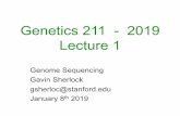 Genetics 211 -2019 Lecture 1web.stanford.edu/class/gene211/lectures/Lecture1-Genome... · 2019-01-15 · What to Sequence and Why? • De novo whole genome sequencing –requires