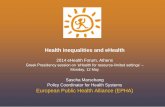 Health inequalities and eHealth · Health: a dynamic sector Context • Ageing European society, increase of chronic diseases & multimorbidity • Technological & scientific progress,