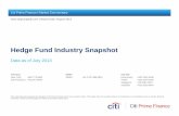Hedge Fund Industry Snapshot - Citigroup...hedge fund indices returns were higher than the previous mont h which experienced -1.42% to -1.33% over the same period. Hedge fund strategy