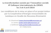 La transformation sociale par l’innovation sociale 4e Colloque … · La transformation sociale par l’innovation sociale 4e Colloque internationale du CRISES les 3 et 4 avril