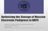 Optimizing the Storage of Massive Electronic Pedigrees in HDFS · reduce the metadata occupation at NameNode improve the efficiency of accessing small XML files Feasibility, Effectiveness,