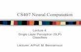 CS407 Neural Computation … · Perceptron The simplest form of a neural network consists of a single neuron with adjustable synaptic weights and bias performs pattern classification
