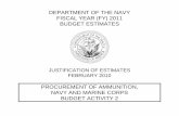 JUSTIFICATION OF ESTIMATES · 2015-03-12 · Procurement of Ammunition, Navy and Marine Corps/2/Ammunition (100000) SMALL ARMS AMMUNITION, ALL TYPES Appropriation Code/Budget Activity/Serial