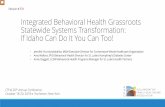 Integrated Behavioral Health Grassroots Statewide Systems ...€¦ · Vision Local networks of BHCs across the state of Idaho that facilitate sharing of best practices, promotion