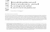 Institutional Investors and Corporate · 2019-05-14 · Institutional Investors and Corporate Lynden Griggs* INTRODUCTION This article will consider the role of the institutional