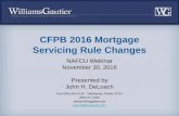 CFPB 2016 Mortgage Servicing Rule ChangesNov 30, 2016  · Promulgated by CFPB on November 20, 2014. Final rule completed on August 4, 2016, and published in Federal Register on October