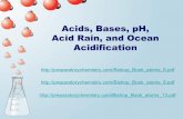 Acids, Bases, pH, Acid Rain, and Ocean Acidification · 2013-07-15 · Acid Deposition Wet Deposition (acid rain, snow) • Easy to measure; about half of acid deposition • First