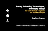 Privacy Enhancing Technologies, Privacy by design · Jaap-Henk Hoepman // ( XOT ) // Het PI.lab Samenwerking tussen: Radboud Universiteit –ICIS Tilburg Universiteit –TILT TNO