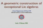 A geometric construction of exceptional Lie algebrasjmf/CV/Seminars/Leeds.pdf · A geometric construction of exceptional Lie algebras José Figueroa-O’Farrill Maxwell Institute