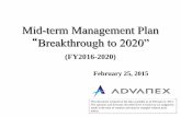Mid-term Management Plan Breakthrough to 2020”pdf.irpocket.com/C5998/QPg3/SHMa/L6TQ.pdf · Mid-term Management Plan “Breakthrough to 2020” - Challenge to the Comprehensive Metalworking