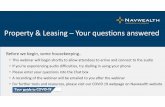 Property & Leasing - Navwealth Financial Services · Renting and Leasing –Commercial (SME Market ‐$50mill) Very similar to residential (mandatory code of conduct) – JobKeeper
