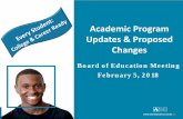 Academic Program Updates & Proposed Changes · performance, trajectory and school context, and incorporating community engagement, some schools ... instruction on filming, editing
