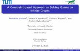 A Constraint-based Approach to Solving Games on Infinite ...frieling/puma2013/games.pdf · A Constraint-based Approach to Solving Games on In nite Graphs Tewodros Beyene1, Swarat
