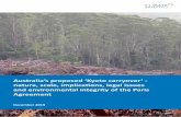 Australia’s proposed ‘Kyoto carryover’ - and environmental ... · "overachievement" of Kyoto Protocol targets over the first Kyoto period (2008-2012), and possibly the second