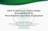 EPA Framework Rules Under Amended TSCA · Risk Evaluation Rule required by June 2017 Finalized June 22, 2017 • - Initial 10 Risk Evaluations Published First 10 Chemicals for Risk