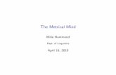 The Metrical Mind - University of Arizonahammond/talk.pdf · 2010-04-16 · The Metrical Mind Mike Hammond Dept. of Linguistics April 16, 2010. Outline Overview Evolution Theory English