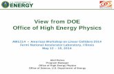 View from DOE Office of High Energy Physics · – high-luminosity LHC program (HL-LHC) to explore new physics and new dynamics for W/Z, top, and Higgs at TeV energies • increase