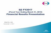 Q2 FY2017 (Fiscal Year Ending March 31, 2018) Financial Results … · 2017-11-02 · 4 Growth in Main Business Expansion of global brands 1H FY2016 Results 1H FY2017 Results 1.6