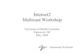 Internet2 Multicast Workshop · source = origin of multicast stream multicast address = an IP address in the Class D range (224.0.0.0 Œ 239.255.255.255), used to refer to multiple