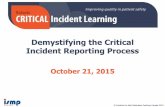 Demystifying the Critical Incident Reporting Process€¦ · Patient ordered Hydromorphone 2mg po q4h prn. Nurse gave 2mg IV push. Nurse also caring for disruptive patient on floor