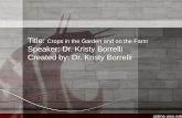 Title: Crops in the Garden and on the Farm Speaker: Dr. Kristy … · 2012-07-03 · •Grains from the bean family (e.g. Pulses) –Legume crops harvested for edible dry seeds –Excludes