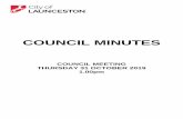 COUNCIL MINUTES - City of Launceston · 2019-11-06 · 7 PUBLIC QUESTION TIME 3 7.1 Public Questions on Notice 3 7.1.1 Public Questions on Notice - Mr Robin Smith - Council Meeting