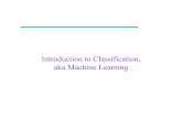 Introduction to Classification, aka Machine Learningclasses.ischool.syr.edu/ist664/NLPFall2015/... · 2015-10-26 · Introduction to Classification, aka Machine Learning . 2 Classification: