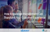 How Knowledge Management Can Transform Your Customer ... Webinar Slidesha… · Management Please tell us if you agree or disagree with the following statements about knowledge in