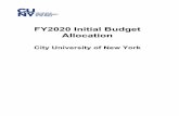 FY2020 Initial Budget Allocation · 137,630 City College: 166,993 Hunter College 178,775 John Jay College: 106,316 Lehman College 105,868 Medgar Evers College: 53,277 NYC College