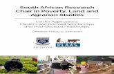 South African Research Chair in Poverty, Land and Agrarian ... · To apply, send your full application package to Carla Henry at postgraduates@plaas.org.za. The application should