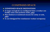 CONFINED SPACE - United States Energy Association · dizzin ess, flashes before eyes, ringing in ears, nausea. 1200 ppm - 1 hour Dangerous to life (IDLH) 4000 ppm Rapid collapse,